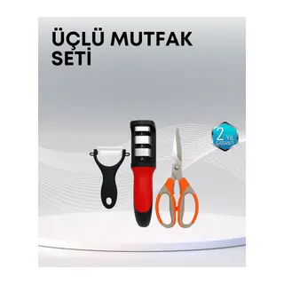 Çok Fonksiyonlu Mutfak Makas Seti – 3 Makas, Bileyici ve Soyacak Dahil