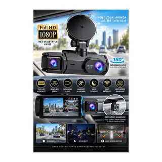 Full HD 1080P Çift Kamera 180° Geniş Açı WiFi Şarjlı Kullanım