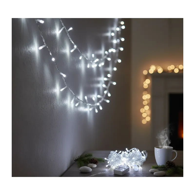 Damla Uçlu Beyaz Işık Şeffaf Kablo 10m 100 Led