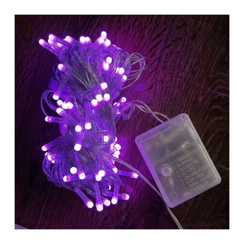 10m 100 Led Damla Uçlu Pembe Işık Şeffaf Kablo