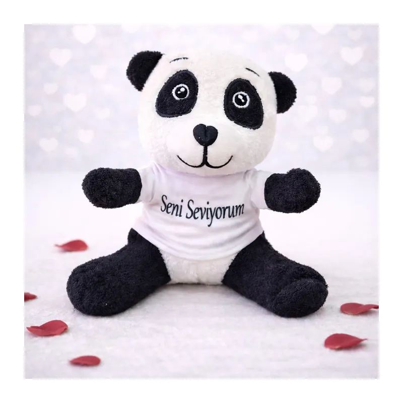 Seni Seviyorum Tişörtlü Sevimli Peluş Panda