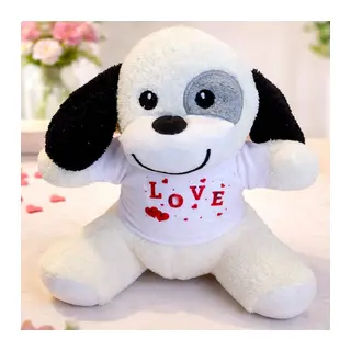Love Tişörtlü Sevimli Benekli Peluş Köpek