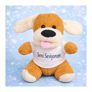 Seni Seviyorum Tişörtlü Sevimli Peluş Köpek