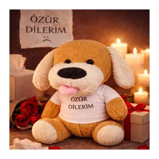 Özür Dilerim Tişörtlü Peluş Oyuncak Köpek