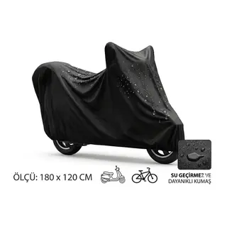 Su ve Toz Geçirmez Motosiklet ve Scooter Koruma Brandası 180x120 cm