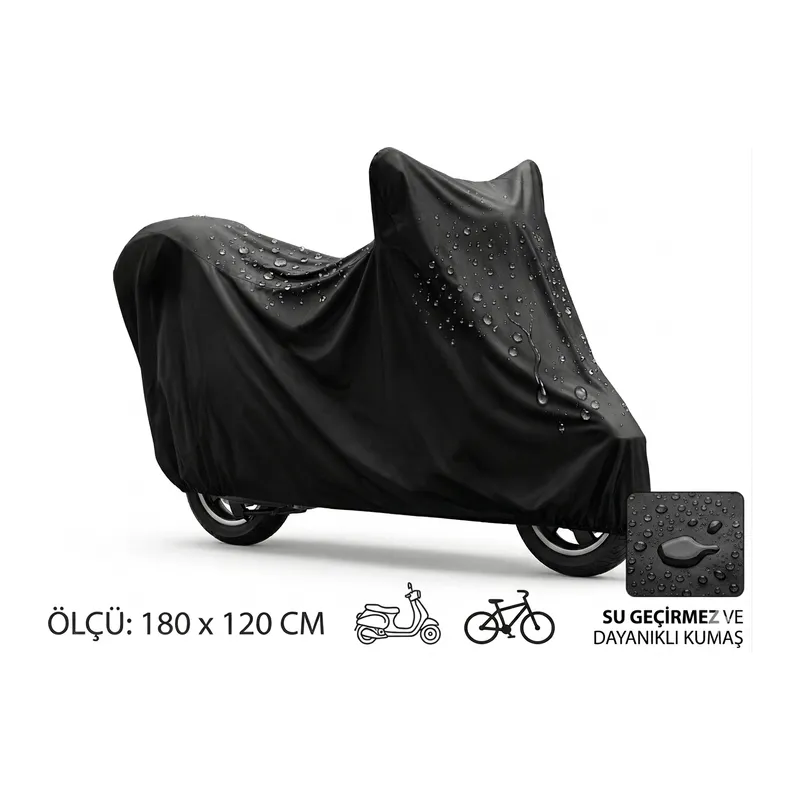 Su ve Toz Geçirmez Motosiklet ve Scooter Koruma Brandası 180x120 cm