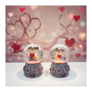 Işıklı Mini Kar Küresi - Love Tasarımlı - Pilli - Romantik Hediyelik - Dekoratif Obje