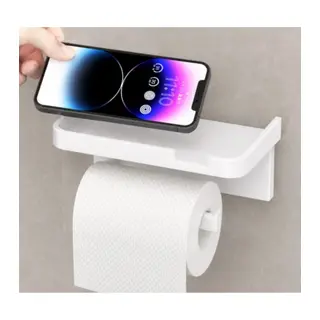 Tuvalet Kağıdı Askılığı - Raflı ve Yapışkanlı - Matkapsız Banyo Aksesuarı
