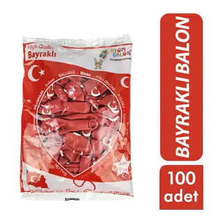 Türk Bayraklı Balon - 100'lü Paket - 12 inç Boyut