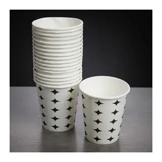 Siyah Yıldız Desenli Karton Bardak - 7 Oz - 50'li Paket