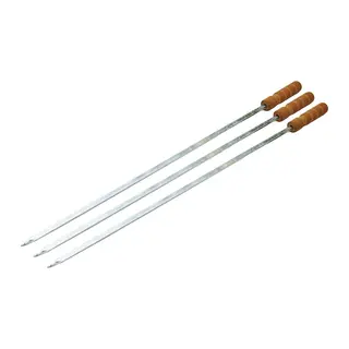 Ahşap Saplı Tavuk Şişi - Dar Yassı - Metal - 50 cm