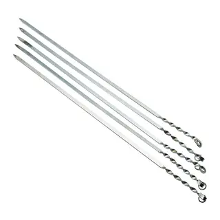 Dar Yassı Mangal Şişi - Burgulu Tasarım - 60 cm - Tavuk ve Kanat İçin