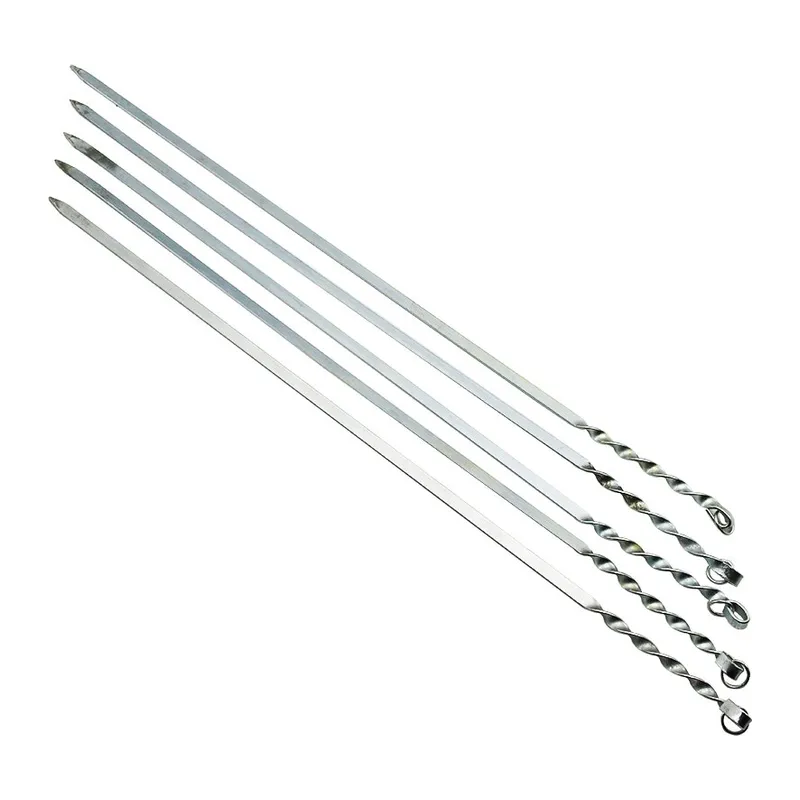 Dar Yassı Mangal Şişi - Burgulu Tasarım - 60 cm - Tavuk ve Kanat İçin