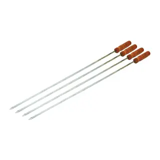 Ahşap Saplı Kalın Kare Mangal Şişi - 50 cm - Güvenli Tutuş