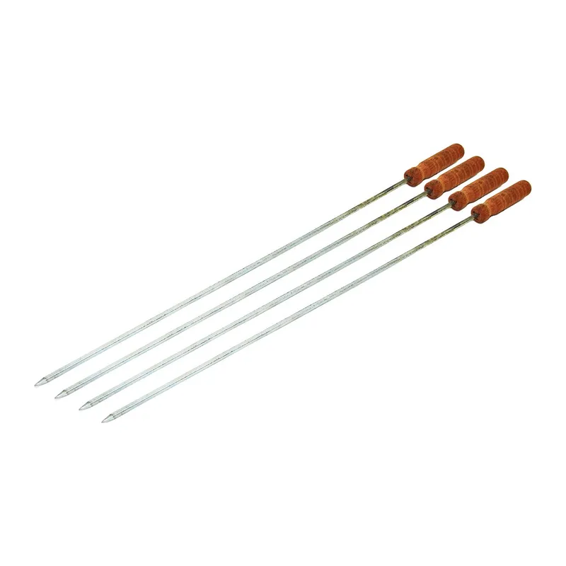 Ahşap Saplı Kalın Kare Mangal Şişi - 50 cm - Güvenli Tutuş
