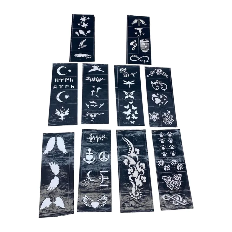 Karışık Desenli Tüp Kına Şablonu - 10'lu Paket - 8x20 cm