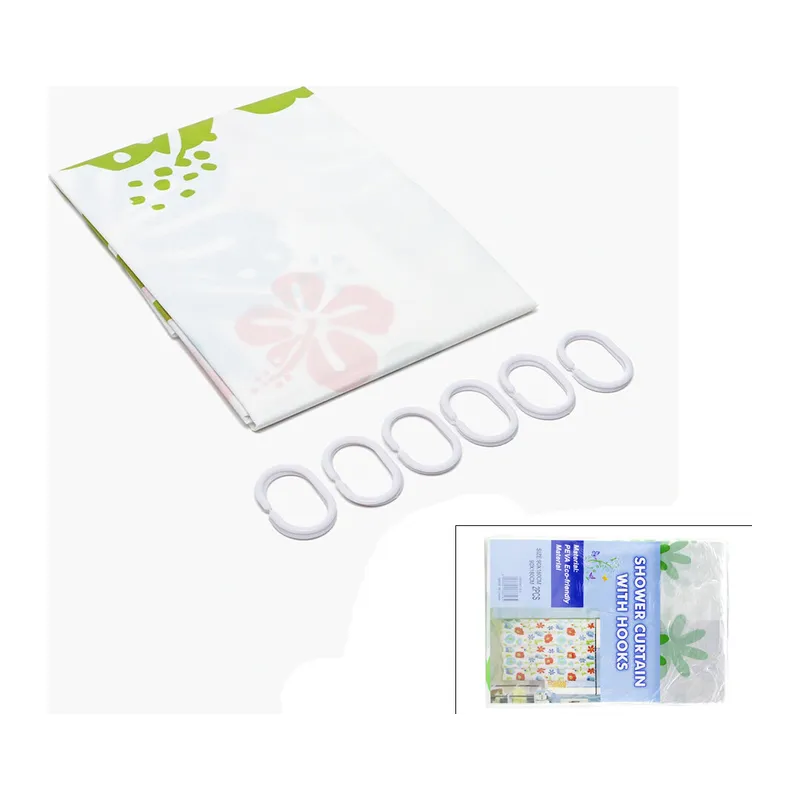 PVC Duş Perdesi - Çift Kanatlı - 12 Halkalı - 90x180 cm