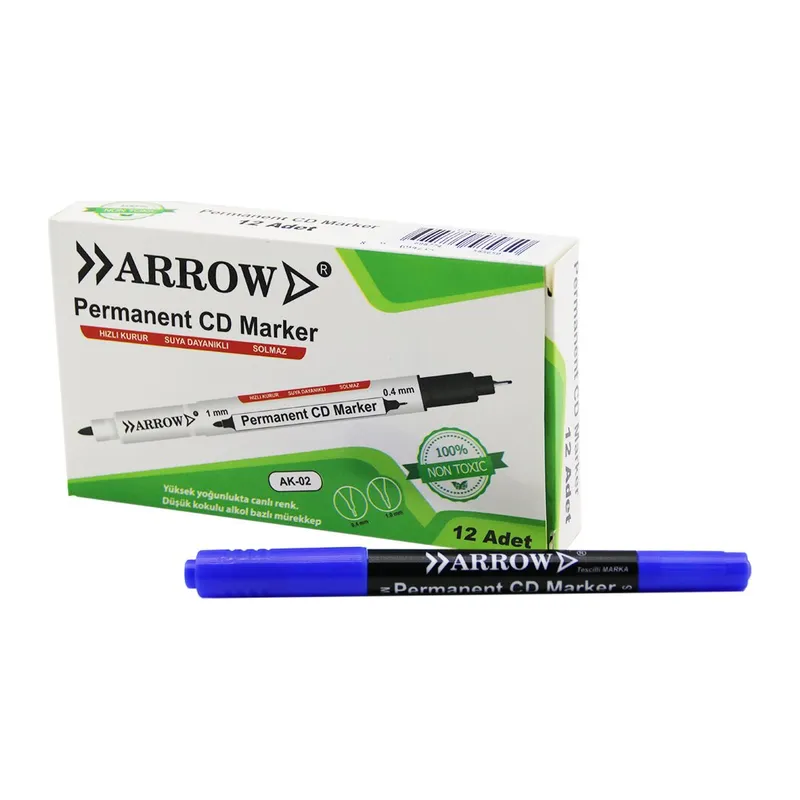 Mavi CD Kalemi - 2 Uçlu - Marker - 1 mm ve 0.4 mm