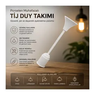 Tij Duy Takımı - E27 Uyumlu - Porselen Muhafazalı
