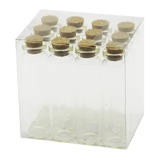 Boş Tüp Cam Şişe - 20 ml - Mantar Kapak