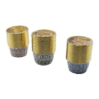 20'li Muffin Kek Kapsülü Seti - Kağıt - Gold - Folyolu