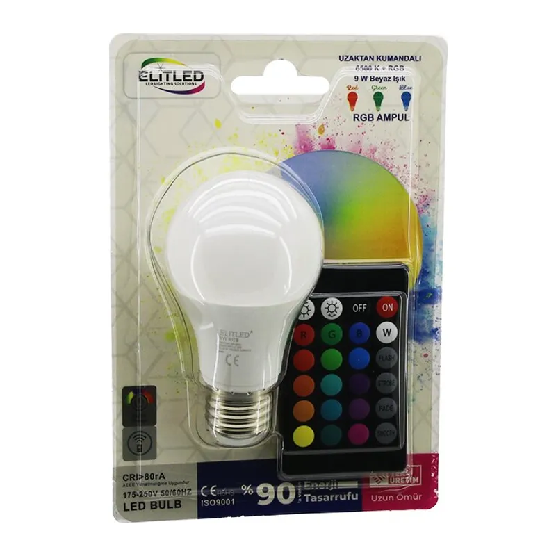 Uzaktan Kumandalı Led Ampul - RGB Renkli - E27 Duy