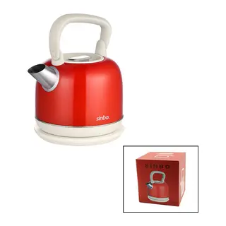 Sinbo Demlik Kettle Su Isıtıcı - Kırmızı - 2.2 Litre - Çelik - Retro Görünüm