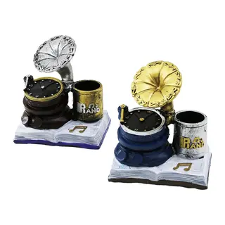 Saatli Gramofon Tasarımlı Biblo Kalemlik - Dekoratif Model - Nostaljik Tasarım