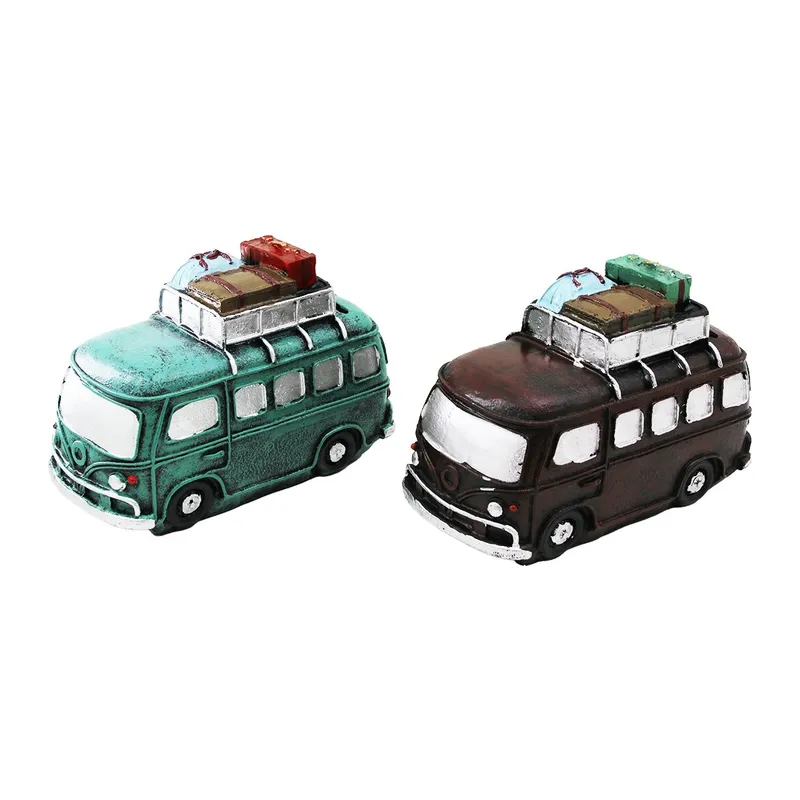 Nostaljik Otobüs Tasarımlı Biblo Kumbara - Dekoratif Model - Reçine