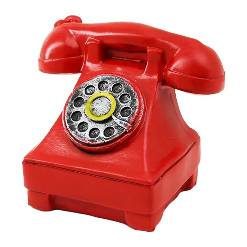 Kırmızı Ankesörlü Telefon Biblosu - Vintage Tasarım - Reçine Süs Eşyası