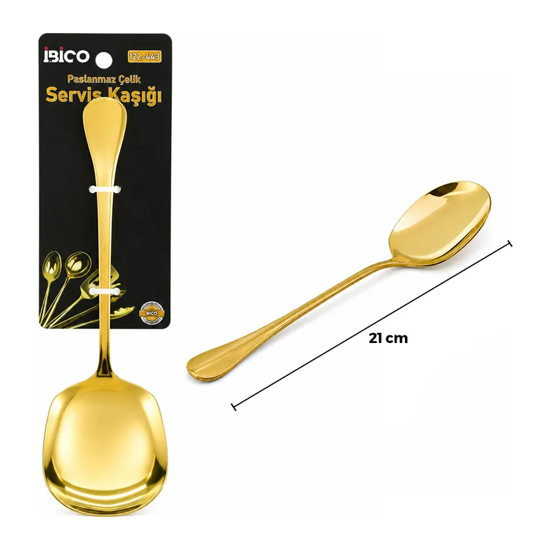Metal Servis Kaşığı - 21 cm - Gold Renk