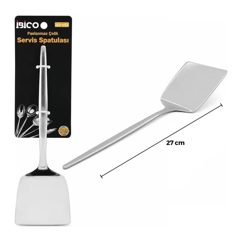 Metal Servis Spatulası - Krom Renk - 27 cm - Paslanmaz Çelik