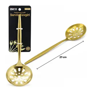 Metal Servis Kevgiri - 27 cm - Gold Renk