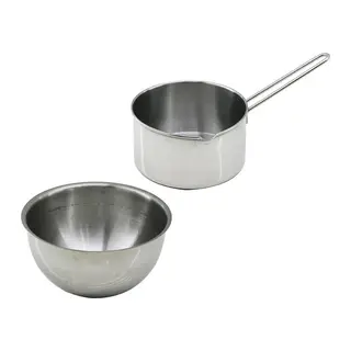 2 Parça Sütlük ve Sosluk Seti - 14 cm ve 17 cm - Paslanmaz Çelik