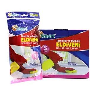S Beden Temizlik ve Bulaşık Eldiveni - Doğal Pamuk Astarlı - Plastik