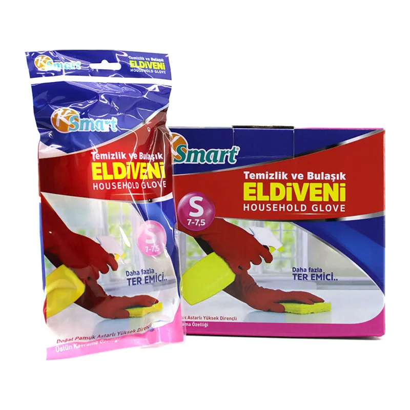 S Beden Temizlik ve Bulaşık Eldiveni - Doğal Pamuk Astarlı - Plastik