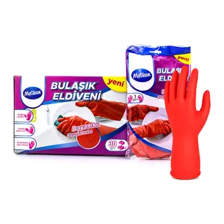 M Beden Temizlik ve Bulaşık Eldiveni - Doğal Pamuk Astarlı - Plastik