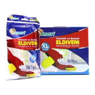 XL Beden Temizlik ve Bulaşık Eldiveni - Doğal Pamuk Astarlı - Plastik