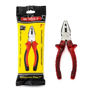 7 İnç Pense - 180 mm - Şeffaf Kırmızı Saplı - Yüksek Kalite Çelik
