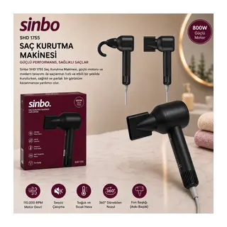 Sinbo Saç Kurutma Makinesi - Siyah Renk - Sessiz Çalışma Özelliği