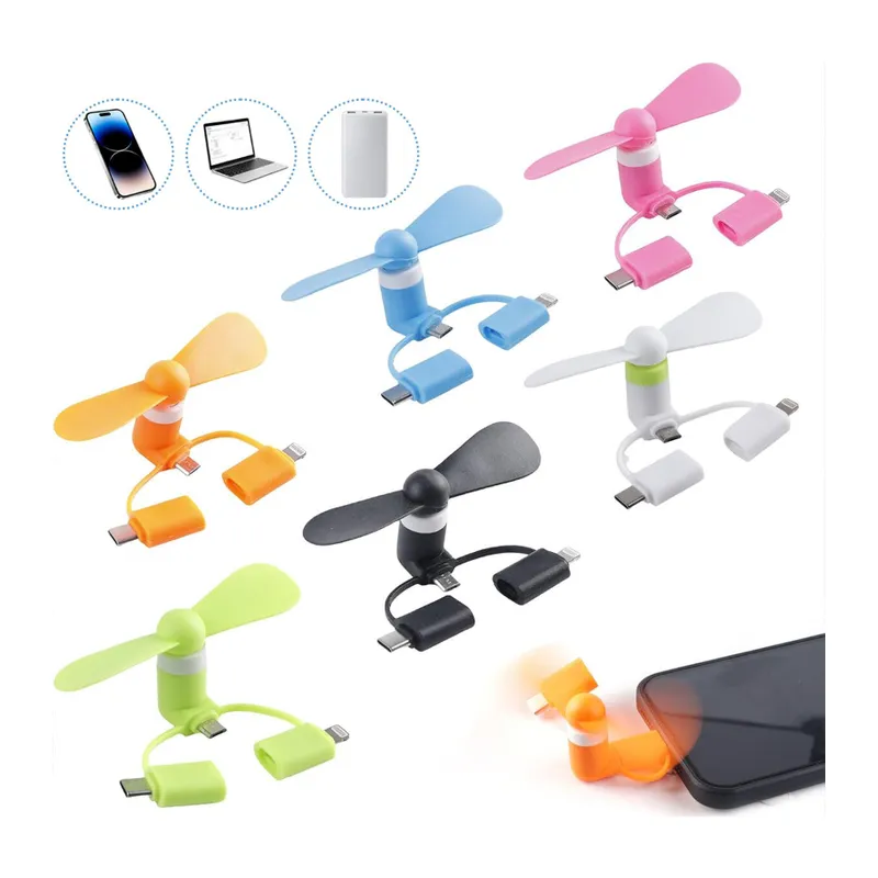 Mini Telefon Fanı - Lightning - Type-C - Micro USB Girişli - Sessiz