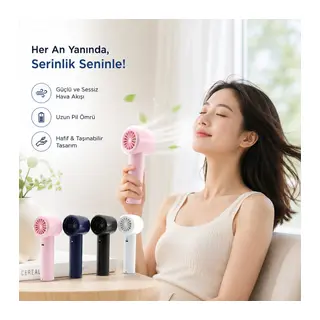 Mini El Fanı - Ayarlanabilir Hız - Dijital Gösterge - 5W - Karışık Renk