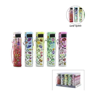 LED Işıklı Rüzgar Çakmağı - Karışık Desenli - İpli