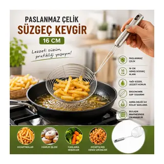Metal Kevgir - Paslanmaz Çelik - 16 cm