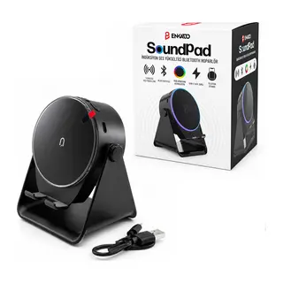 SoundPad Bluetooth Hoparlör - İndüksiyon Temas Özellikli - Telefon Standlı - Type-C Şarj - RGB Ambiyans Aydınlatma