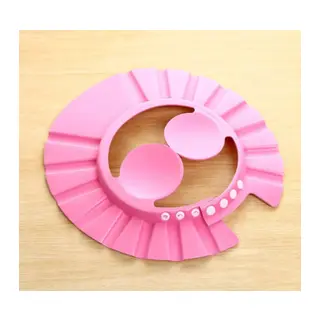 Bebek Banyo Şapkası Düğmeli Kulaklıklı Pembe