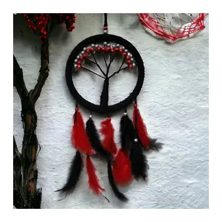 Siyah Kırmızı Hayat Ağacı Dream Catcher