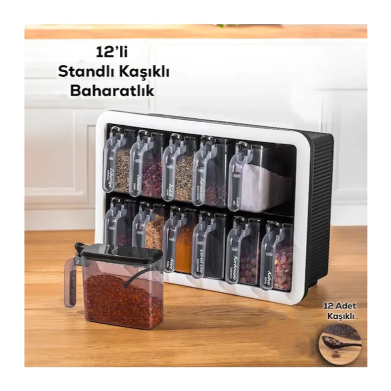 12'li Standlı Kaşıklı Baharatlık Seti