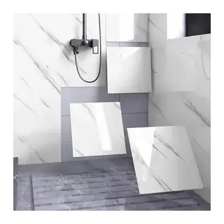 Beyaz Mermer Desenli Alüminyum Plastik Duvar Sticker (30x30)
