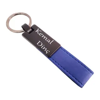 Lacivert Deri Metal Anahtarlık